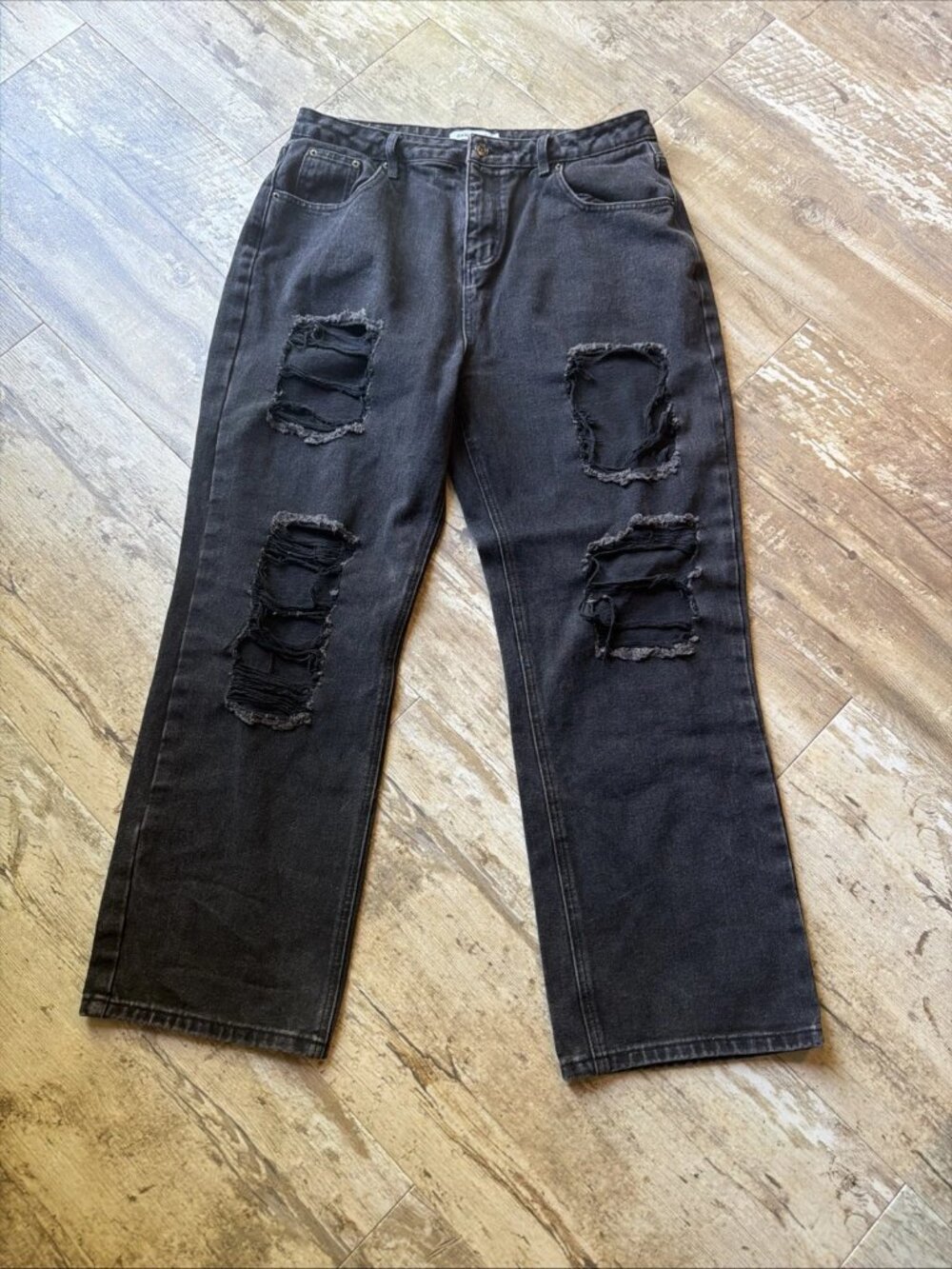 GENLECK Ripped Baggy Distressed Black Boyfriend Jeans Women’s XL